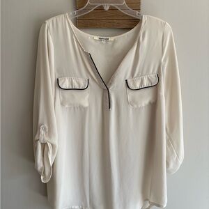 Calvin Klein Cream Blouse with Black Accents